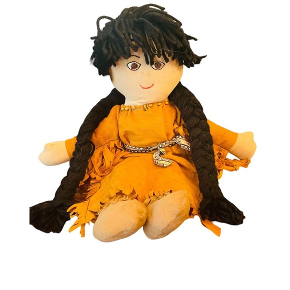 Vintage Native American Girl Doll Plush 18” P10 - Picture 1 of 5